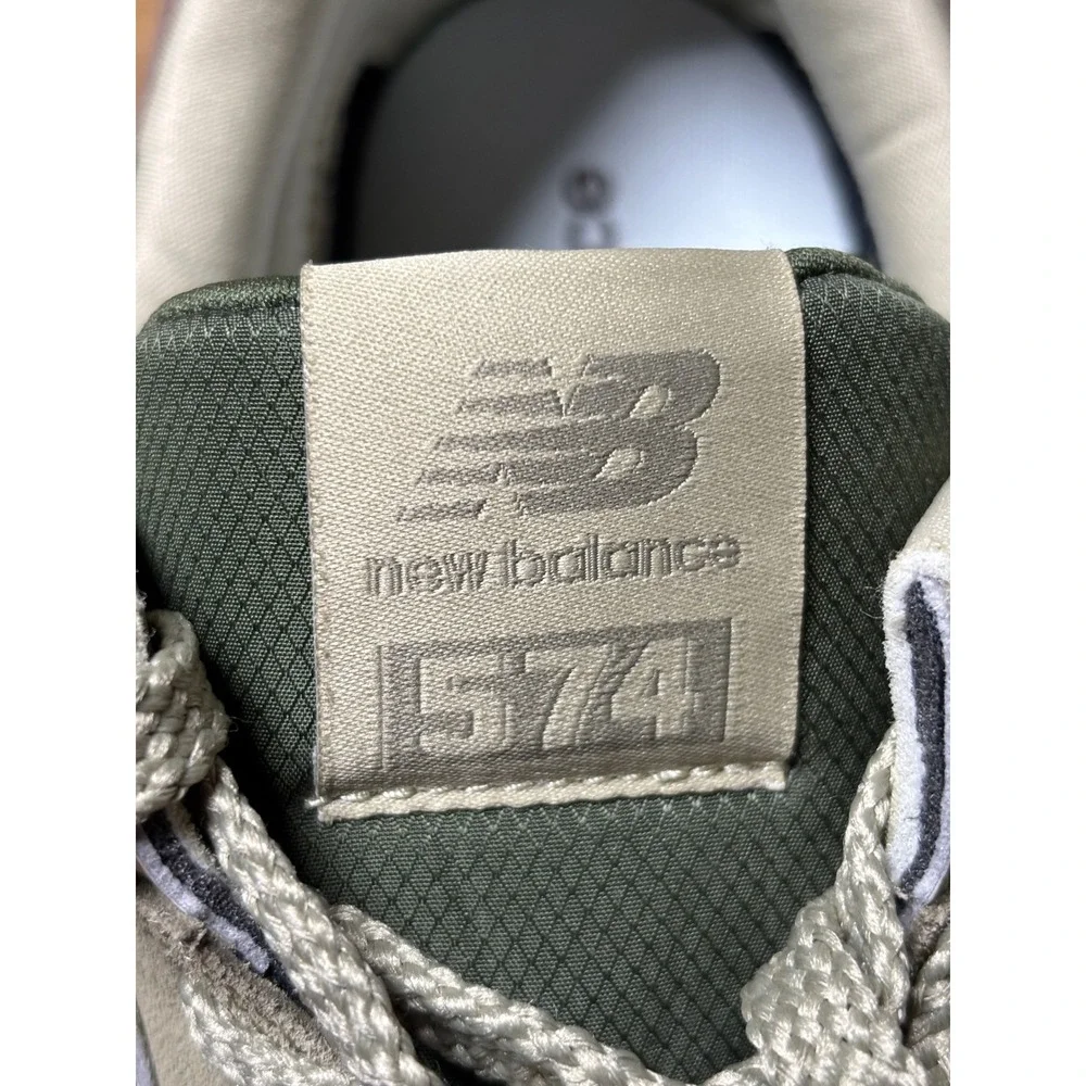 New Balance 574 Sneaker Men 12 Green Low Top Suede Mesh Lifestyle Casual